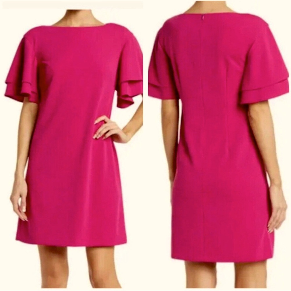 Vince Camuto Shift Dress with Ruffled Sleeves Size 14